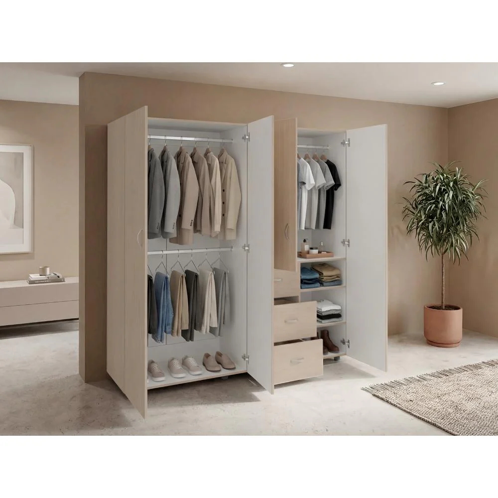 Closet Poche, Cartagena y Blanco, con Tres Cajones Multiusos y Cuatro Puertas Batientes - Image 6