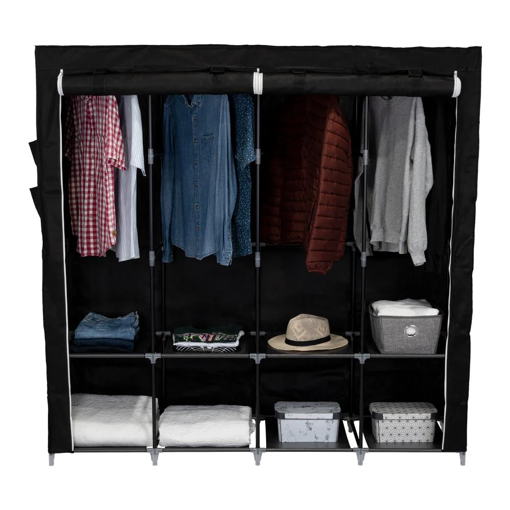 Closet Portátil Garment, Negro, Variedad de Entrepaños en Tela - Image 2