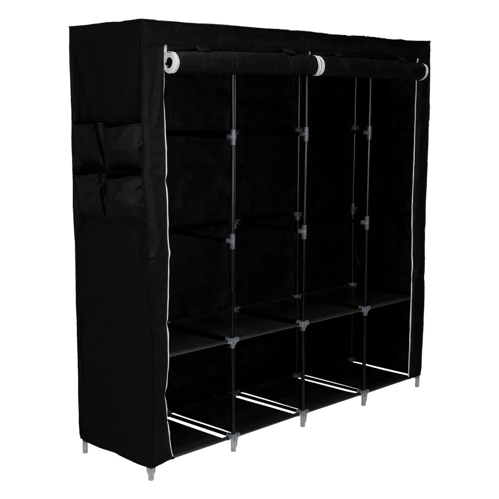 Closet Portátil Garment, Negro, Variedad de Entrepaños en Tela - Image 4
