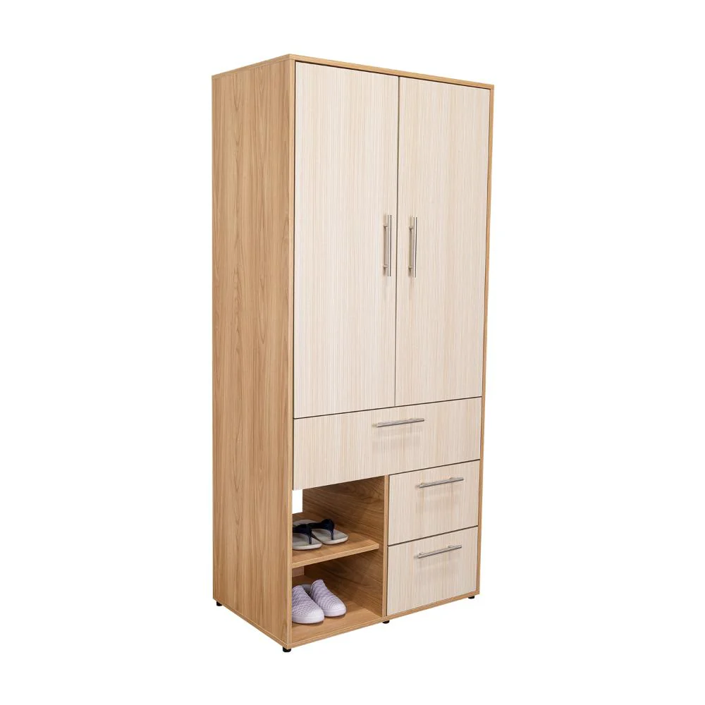 Closet sevilla, Fresno Europeo, con Dos Puertas Abatibles y Tres Cajones