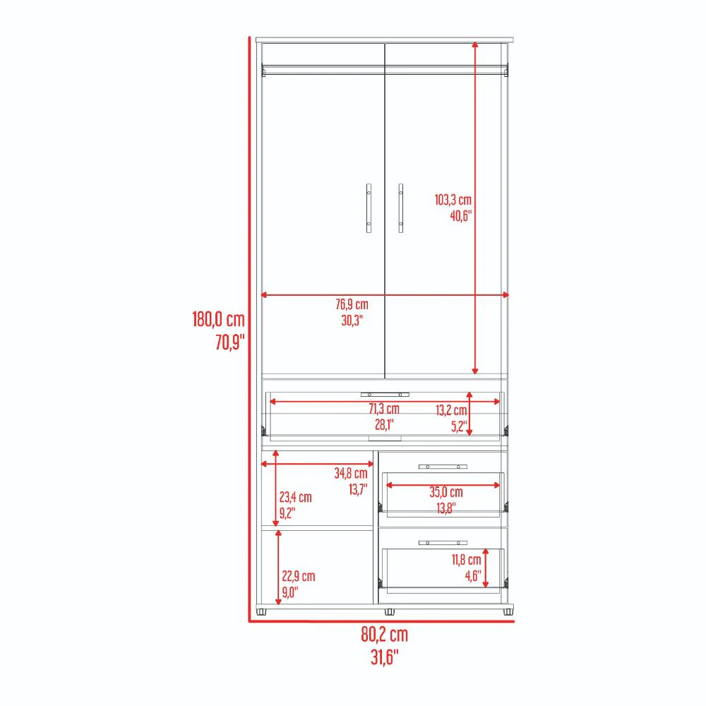Closet sevilla, Fresno Europeo, con Dos Puertas Abatibles y Tres Cajones - Image 17