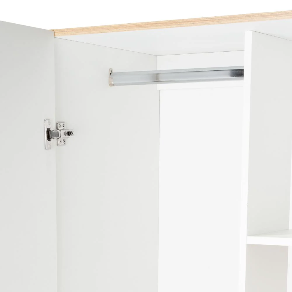 Closet Tera, Beige y Blanco, Dos Puertas Abatibles y Dos Tubos Cromados - Image 10