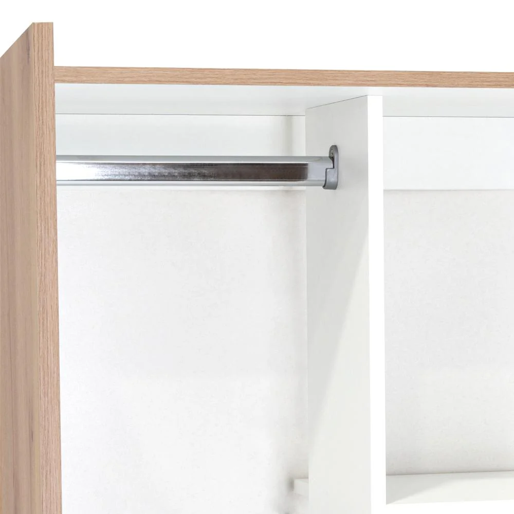 Closet Tera, Café Claro y Blanco Vainilla, Dos Puertas Abatibles y Dos Tubos Cromados - Image 12