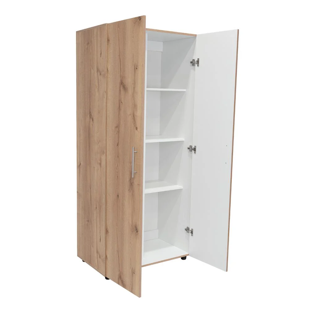 Closet Tera, Café Claro y Blanco Vainilla, Dos Puertas Abatibles y Dos Tubos Cromados - Image 3