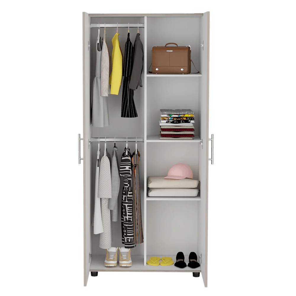 Closet Tera, Positano y Blanco Vainilla, Dos Puertas Abatibles y Dos Tubos Cromados - Image 6