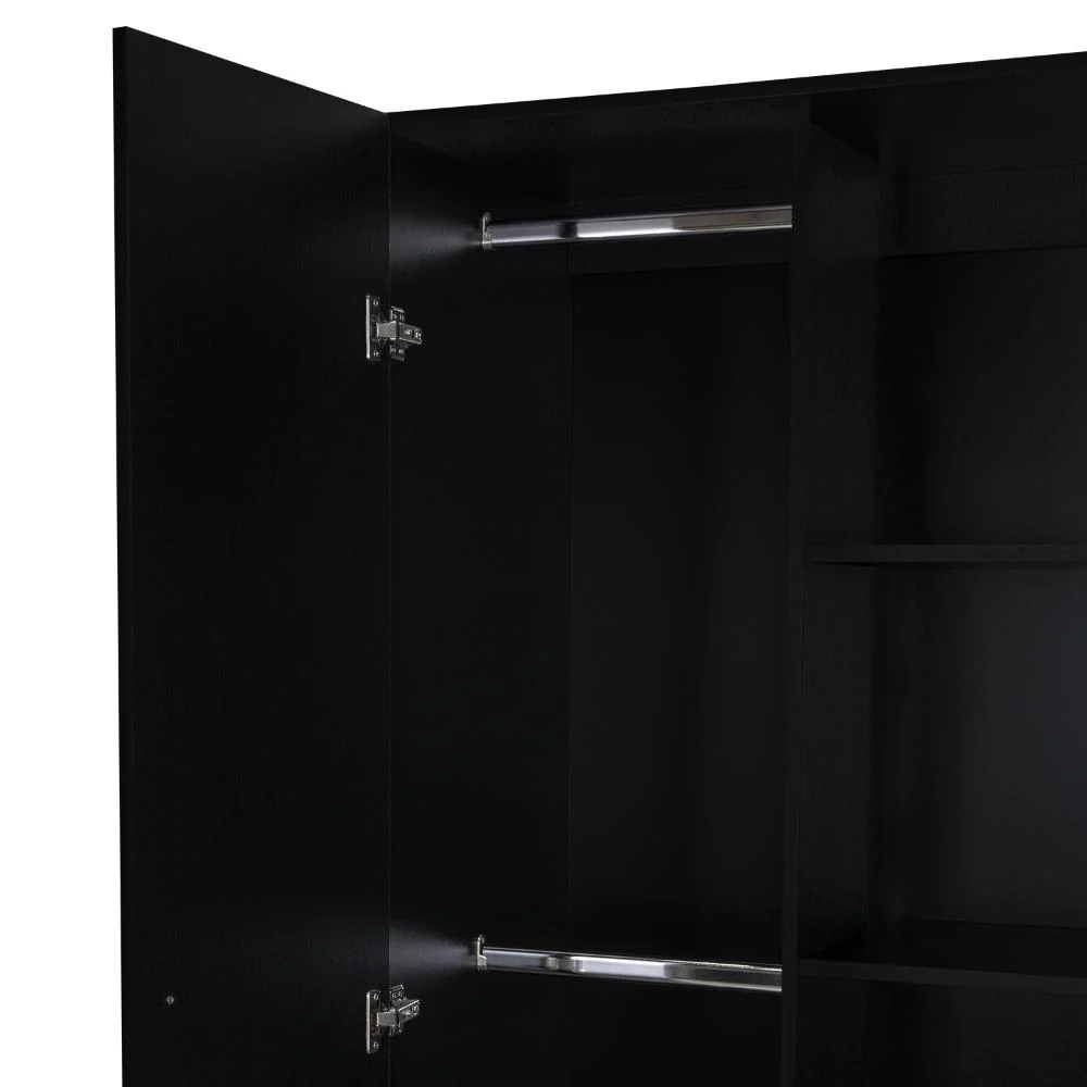 Closet Tera, Wengue y Negro,  Dos Puertas Abatibles y Dos Tubos Cromados - Image 10