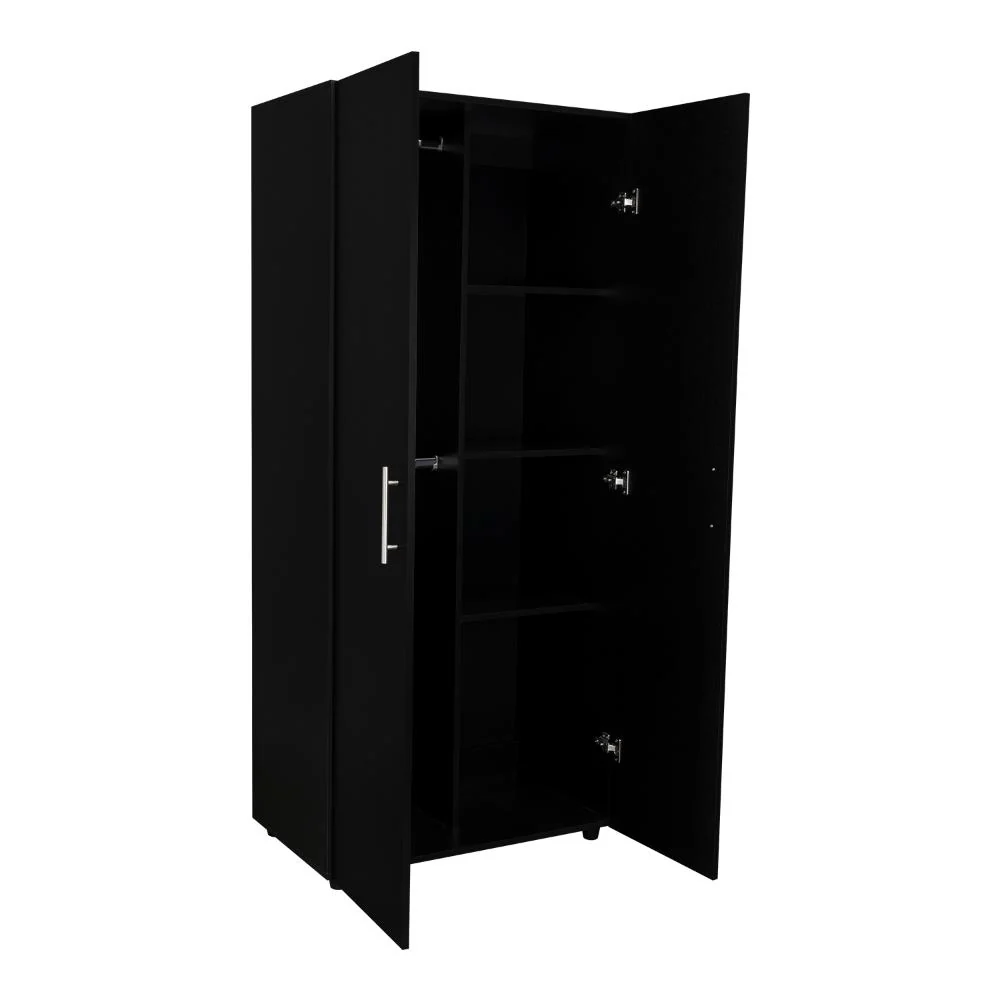 Closet Tera, Wengue y Negro,  Dos Puertas Abatibles y Dos Tubos Cromados - Image 7