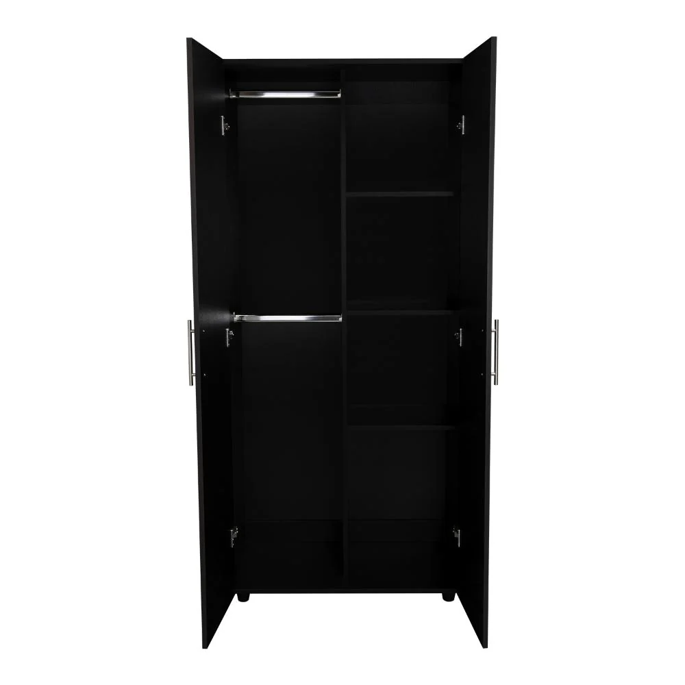 Closet Tera, Wengue y Negro,  Dos Puertas Abatibles y Dos Tubos Cromados - Image 8