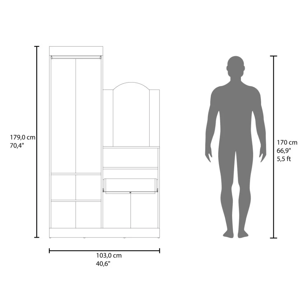Closet Tocador Praga, Fresno Europeo, con diseño moderno incluye Espejo - Image 8