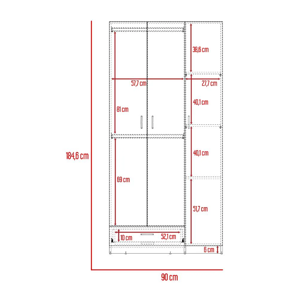 Closet Viltex, Blanco, Con Un Cajon, Amplios Espacio Para Ropa - Image 14