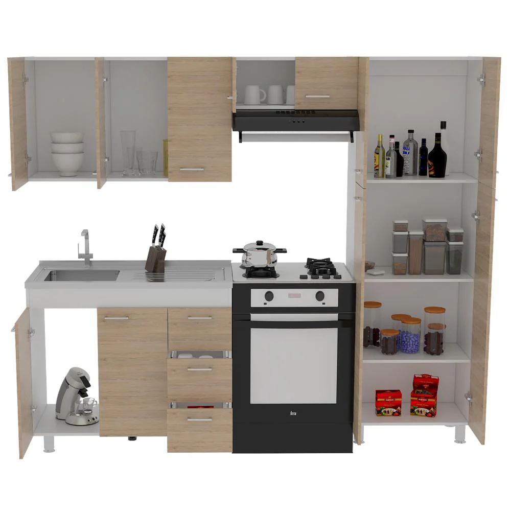 Cocina Completa Ferretti, Beige y Blanco, Incluye Mesón en Acero Inoxidable Izquiero - Image 2
