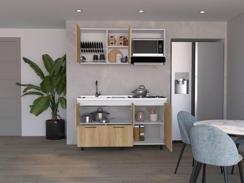 Cocina Integral  Pacifica, Blanco Duqueza y Fresno Europeo, Incluye Mesón Izquierdo Socoda - Image 4