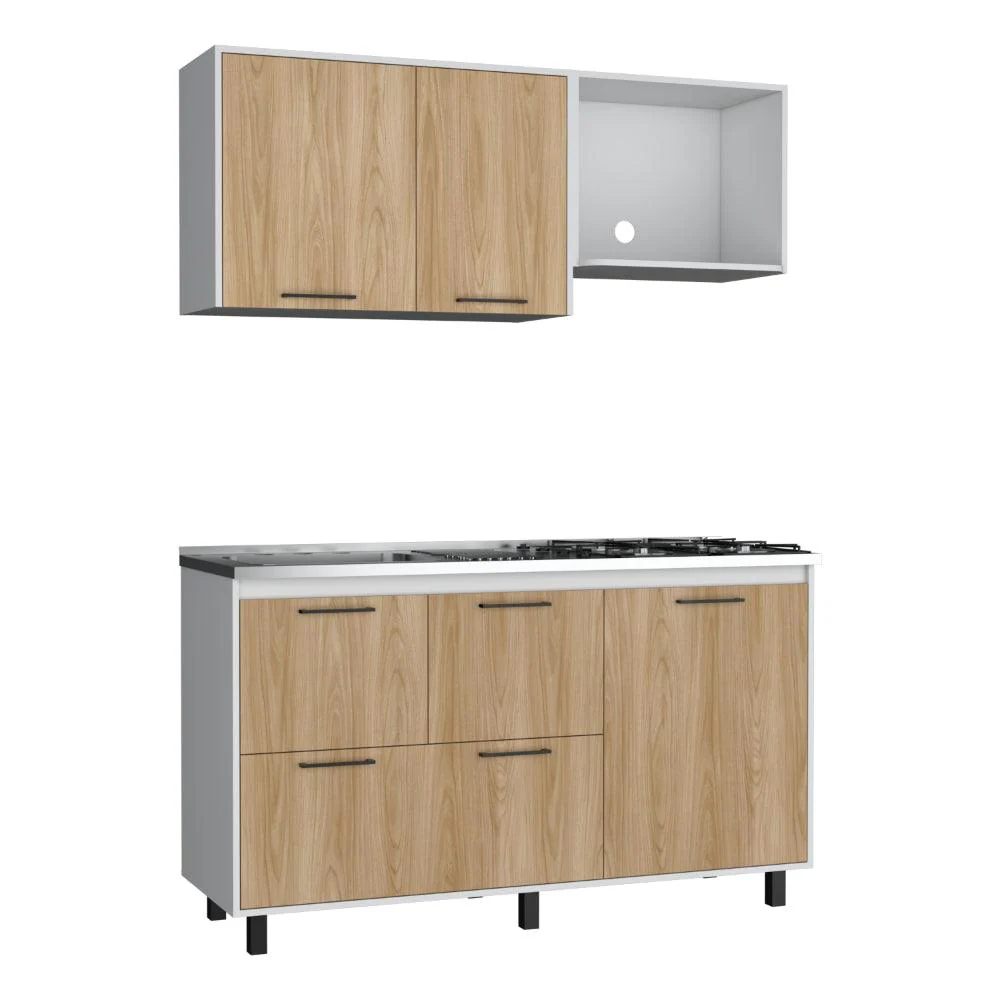 Cocina Integral  Pacifica, Blanco Duqueza y Fresno Europeo, Incluye Mesón Izquierdo Socoda - Image 5