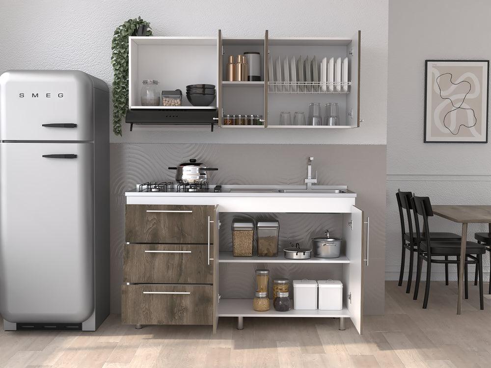 Cocina Integral Rubio, Blanco Duqueza y Nogal, Incluye Mesón Derecho - Image 3