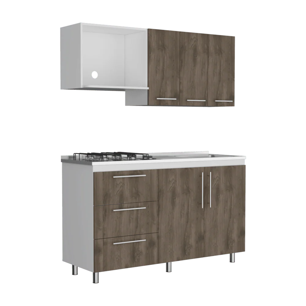Cocina Integral Rubio, Blanco Duqueza y Nogal, Incluye Mesón Derecho - Image 6