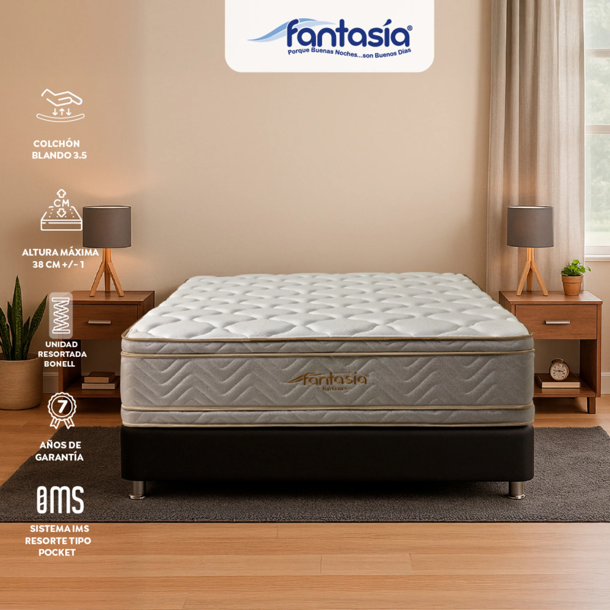 colchón optims queen de 160x190 cm marca Fantasía - Image 2