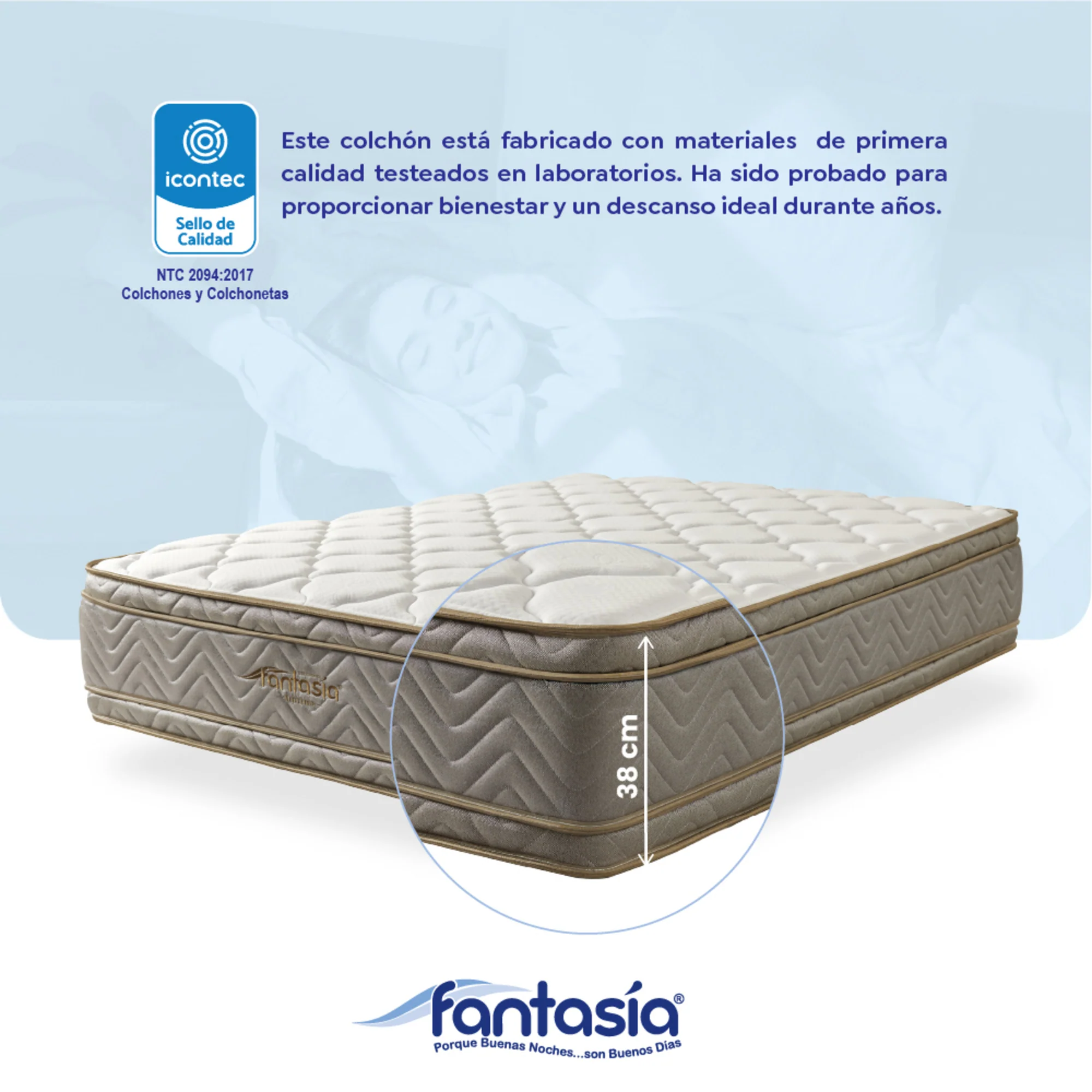colchón optims queen de 160x190 cm marca Fantasía - Image 3
