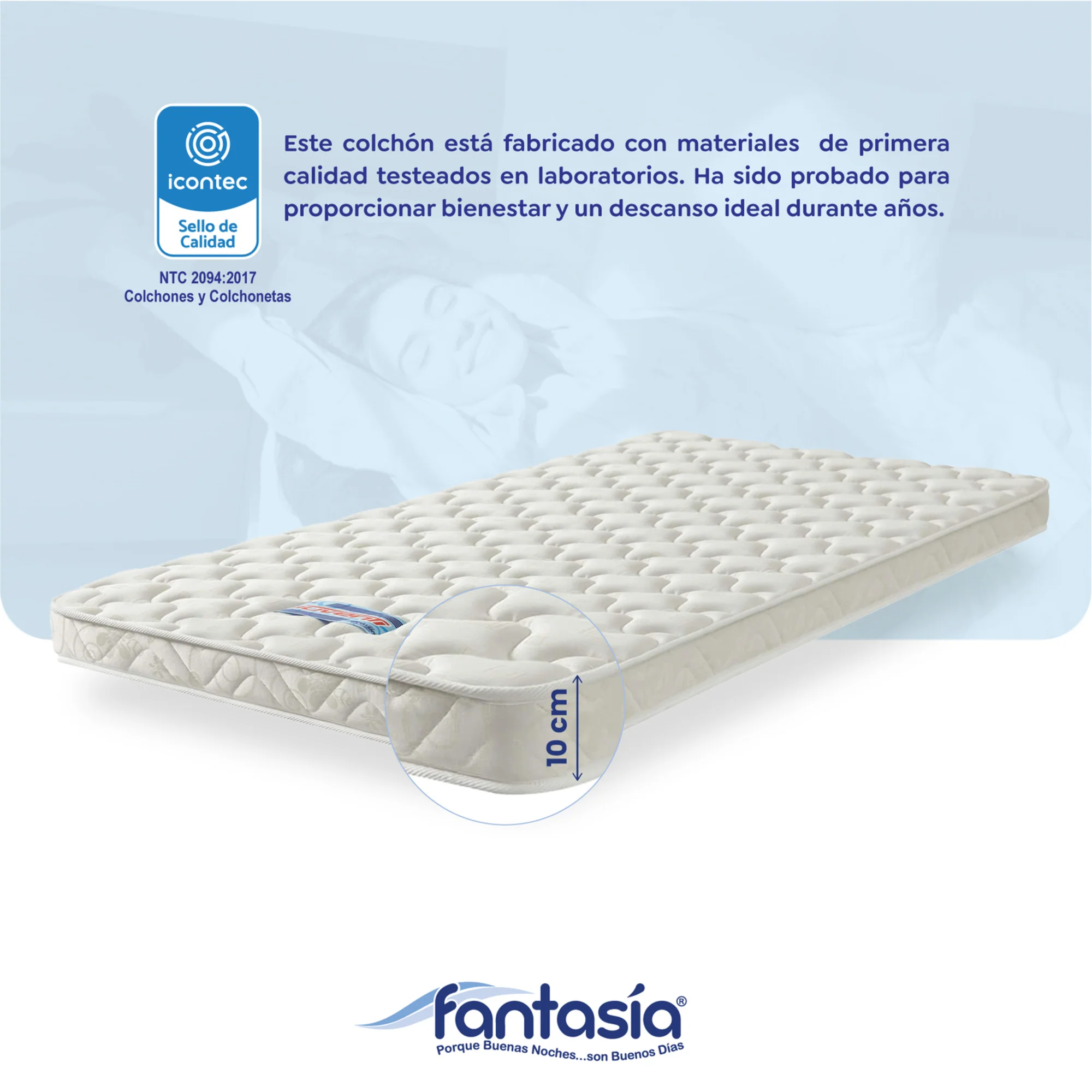 colchóneta juventi si resorte de 100x190x10 cm marca Fantasía marca Fantasía - Image 7