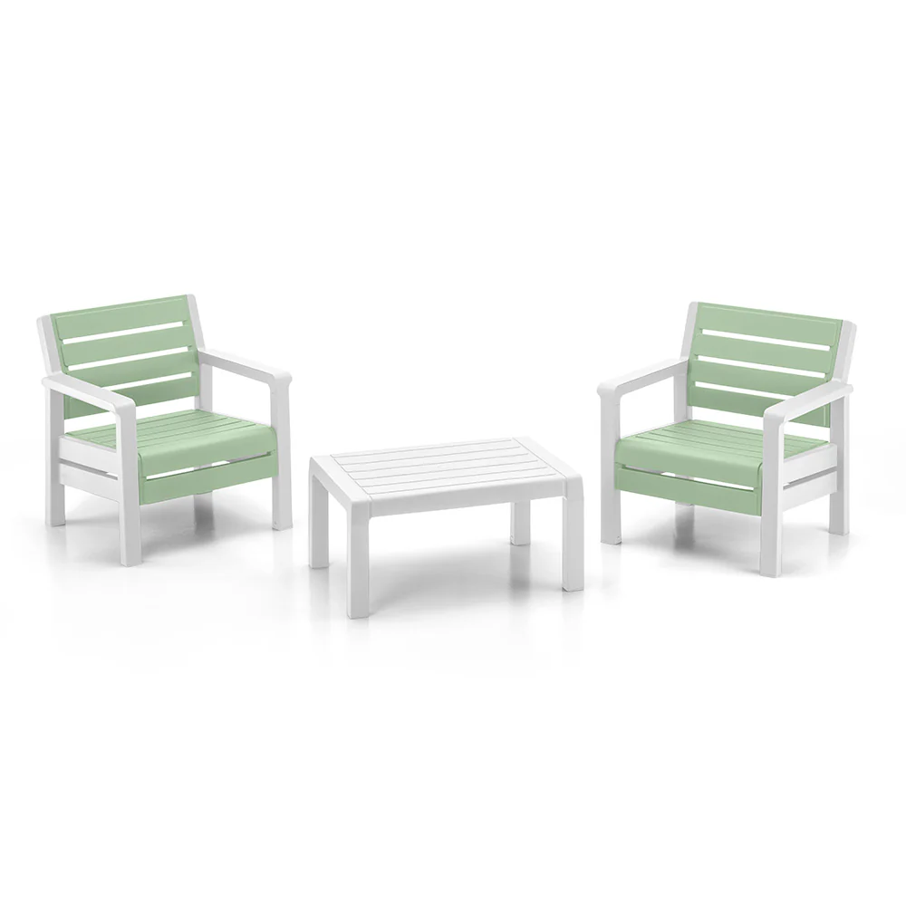 Combo balcón 2 sillones + mesa de centro verde salvia marca Rimax - Image 2