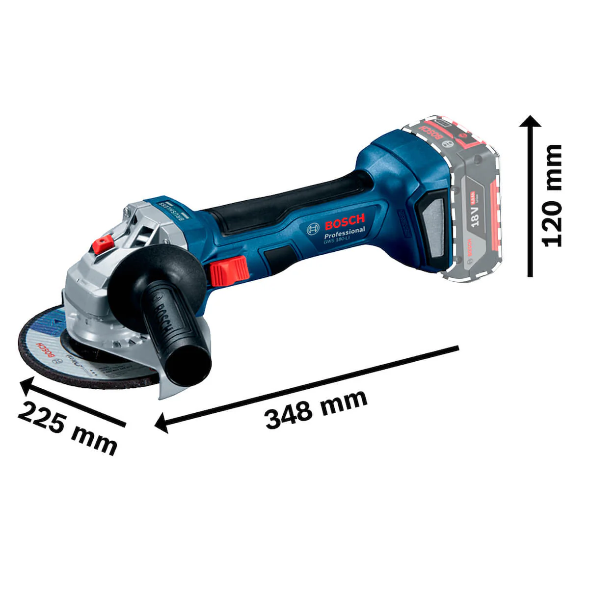 Combo Bosch Taladro GSB 185 LI con Pulidora GWS 180 LI 18V y dos baterías - Image 5