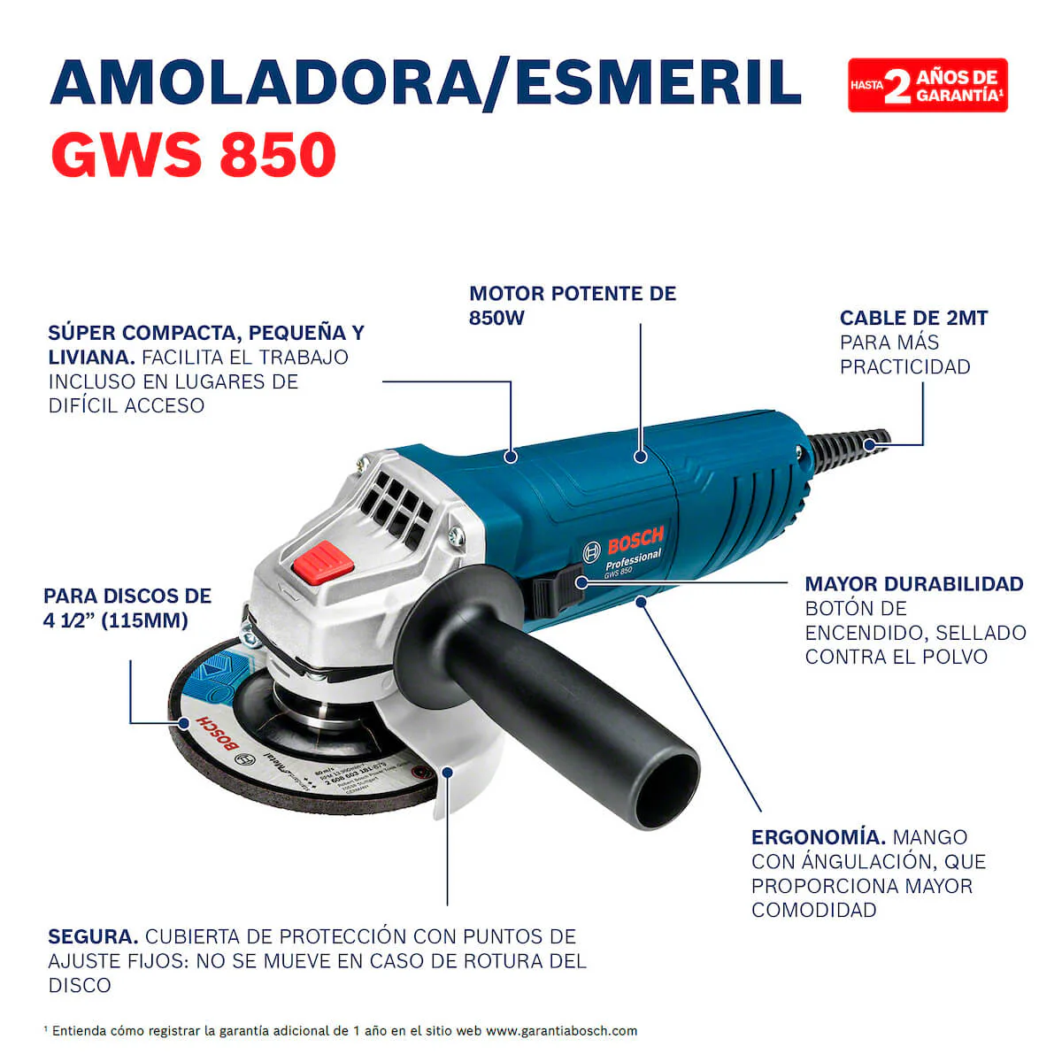 Combo Bosch Taladro GSB 550 con Pulidora GWS 850 110V ideal para trabajos exigentes - Image 9