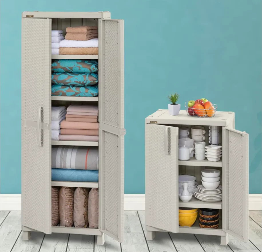Combo cocina rattan armario grande + armario mediano taupe marca Rimax