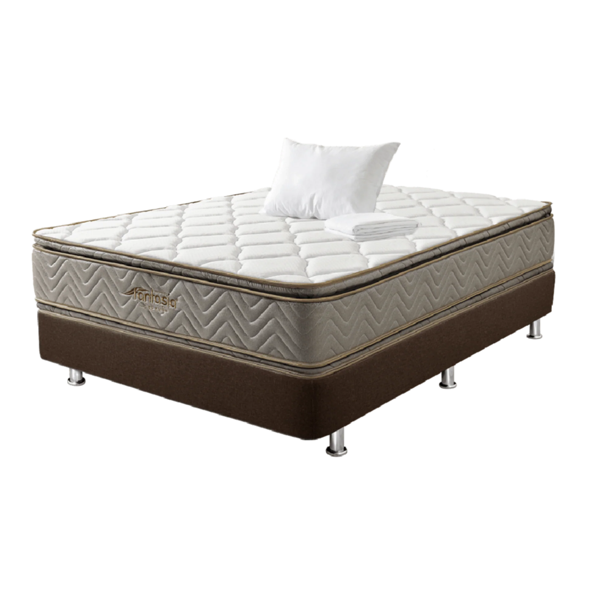 Combo colchón fantasia galaxy 100x190 cm + base cama lino café + almohada + protector damasco  marca Fantasía - Image 7