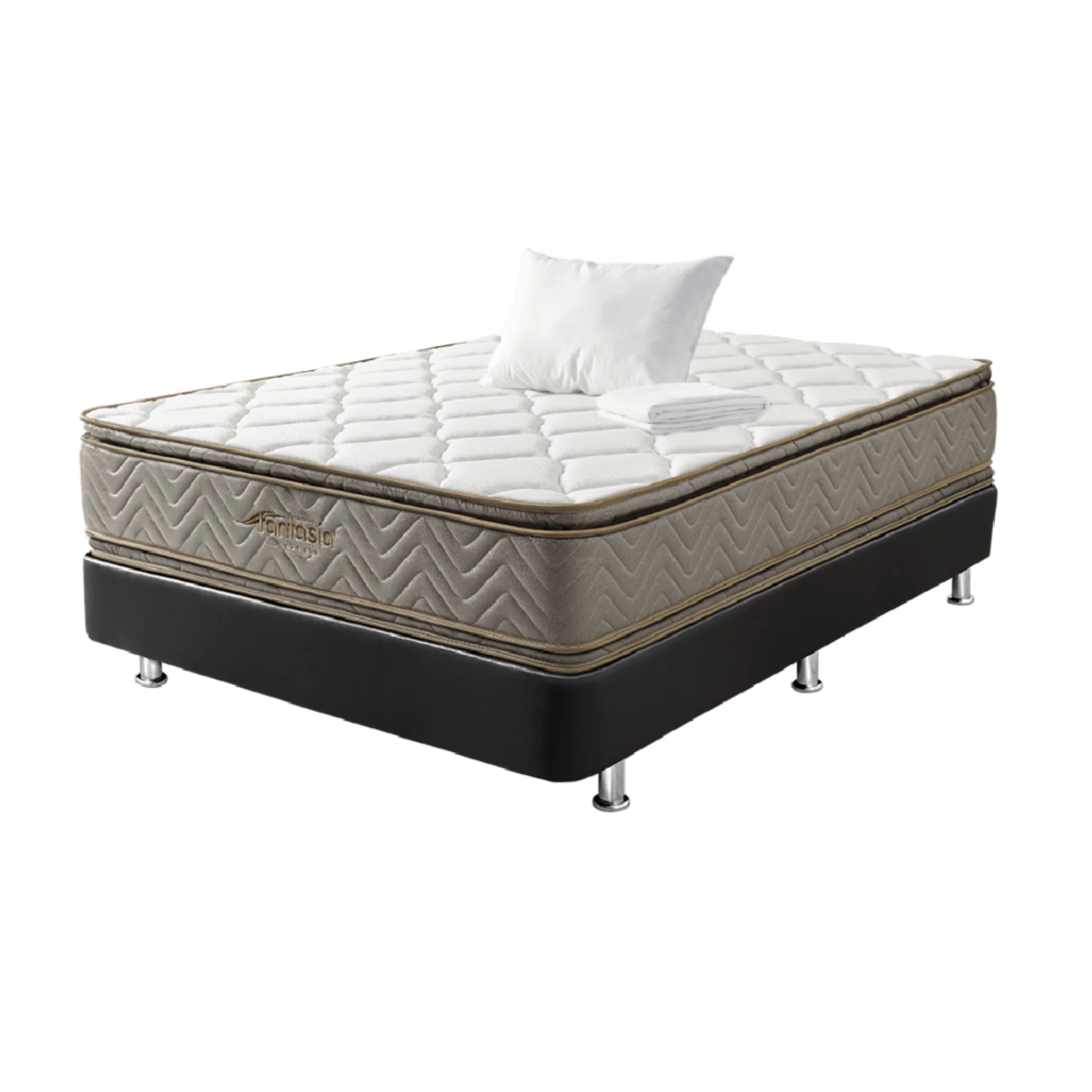 Combo colchón fantasia galaxy 120x190 cm + base cama tipo cuero negro + almohada + protector damasco marca Fantasía - Image 7