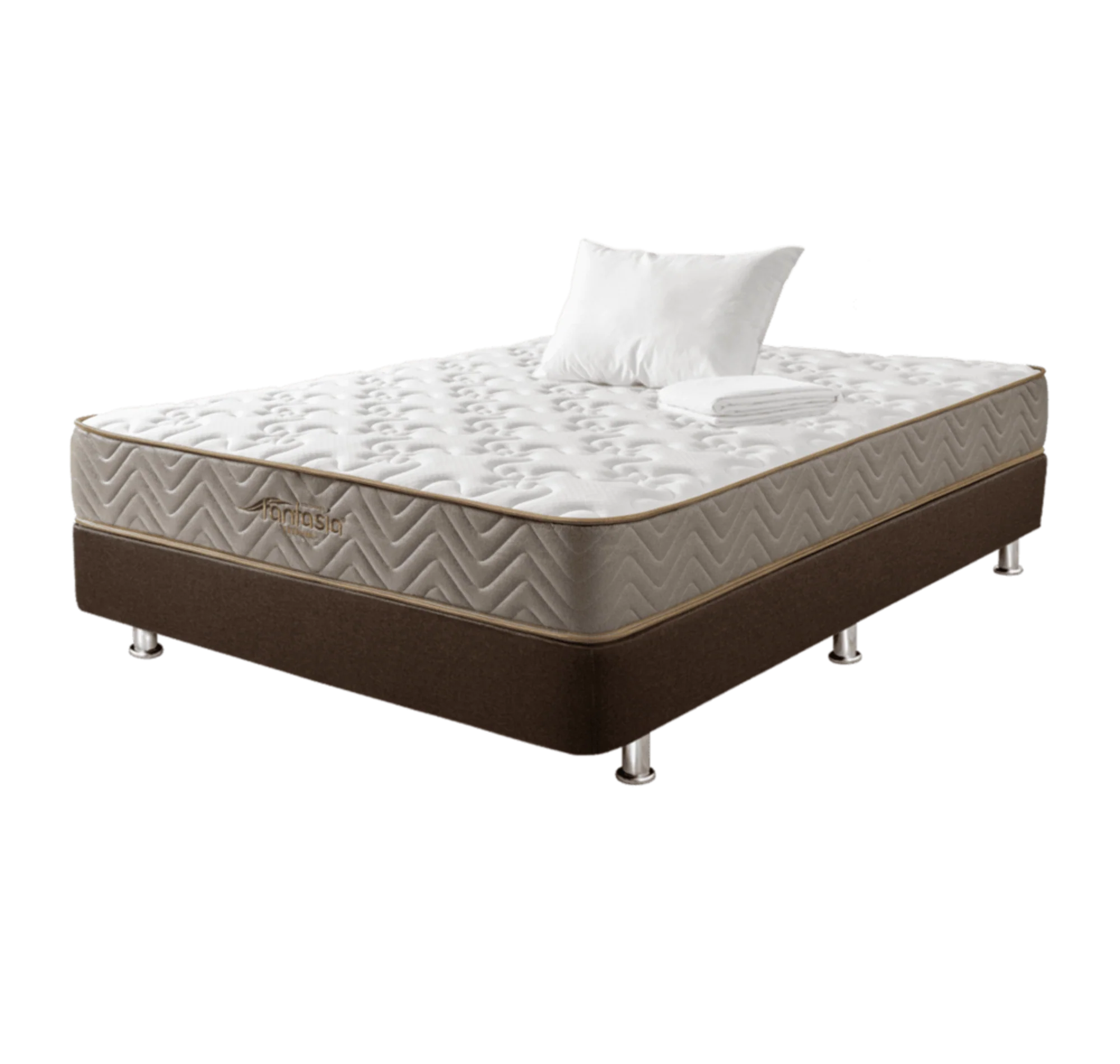 Combo colchón litium 100x190 cm + base cama lino cafe + almohada economica + protector damasco marca Fantasía - Image 2