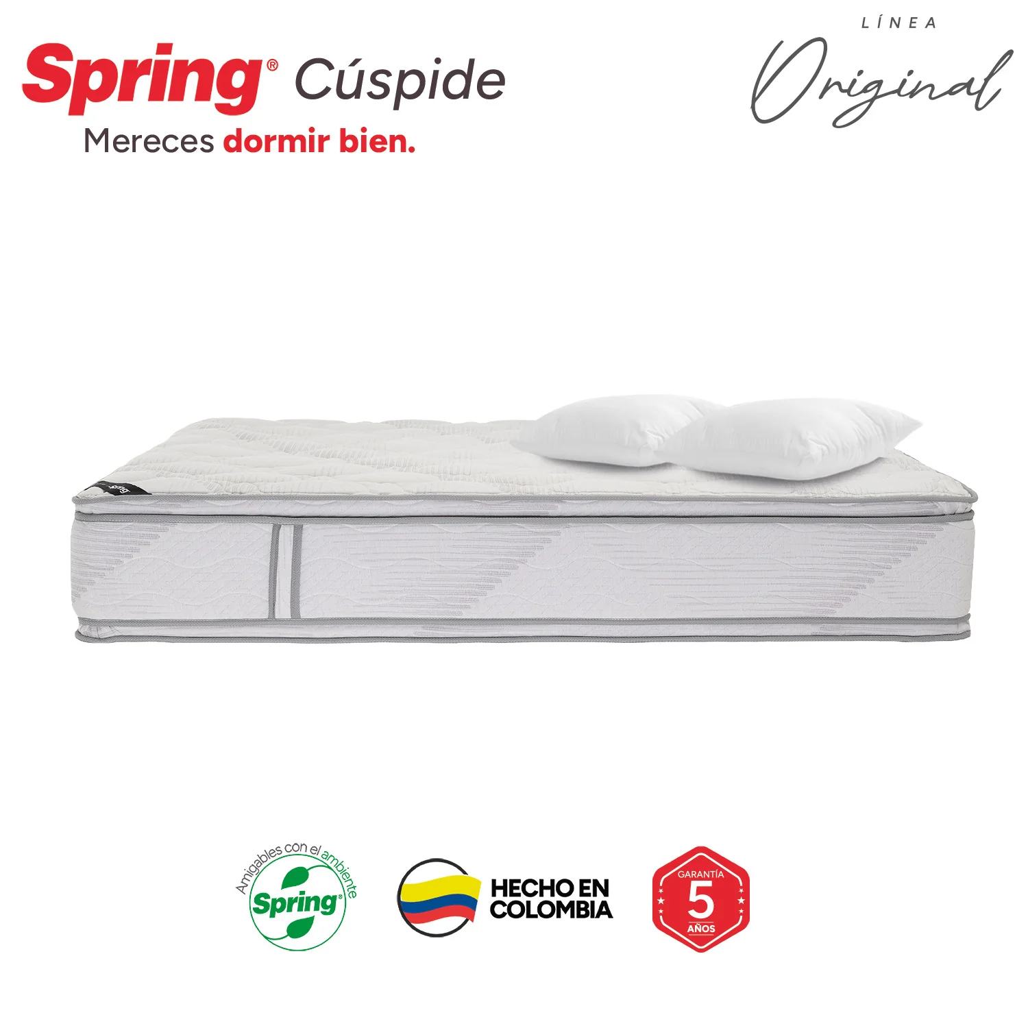 Combo colchón spring  cuspide-doble 140x190 cm +  set almohada siliconada - Image 4