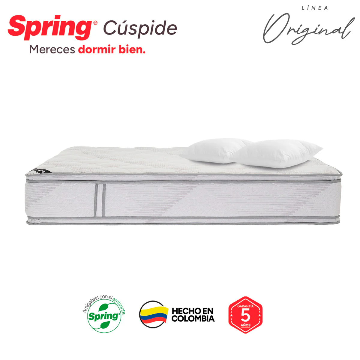 Combo colchón spring  cuspide-king 200x200 cm +  set almohada siliconada - Image 4