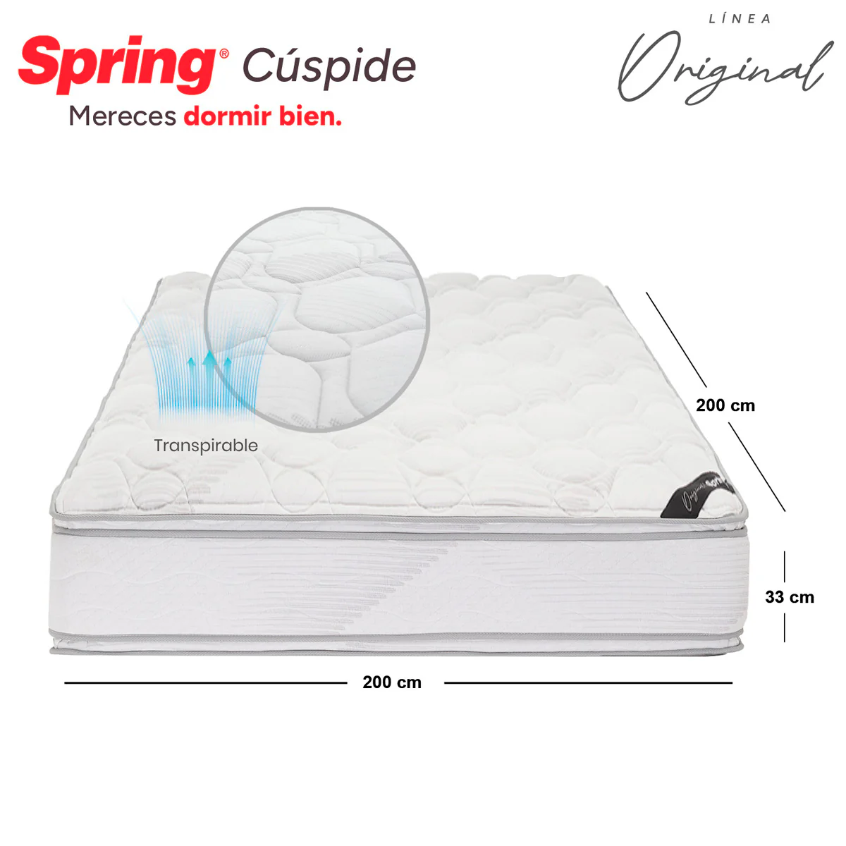Combo colchón spring  cuspide-king 200x200 cm +  set almohada siliconada - Image 5