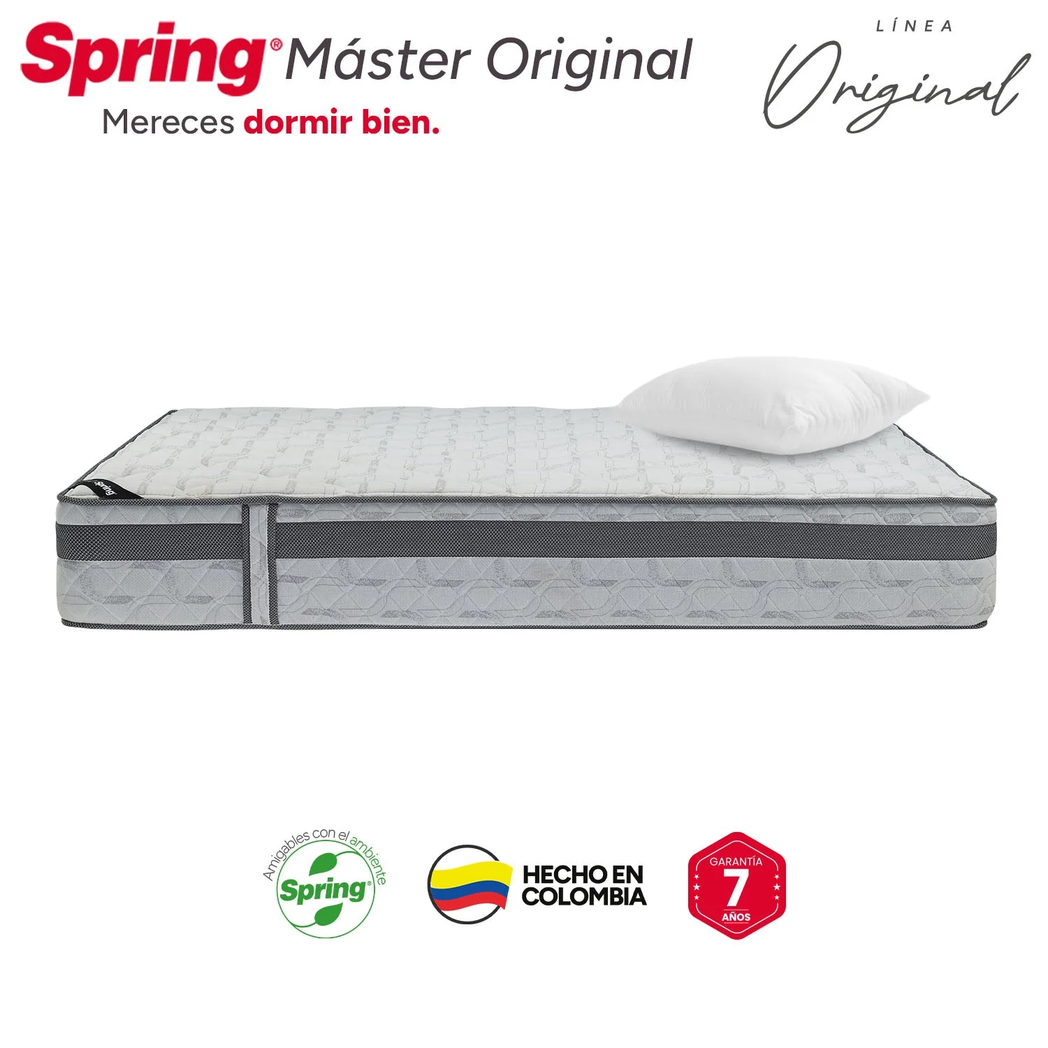 Combo colchón spring  master original doble 140x190 cm +  set almohada siliconada - Image 4