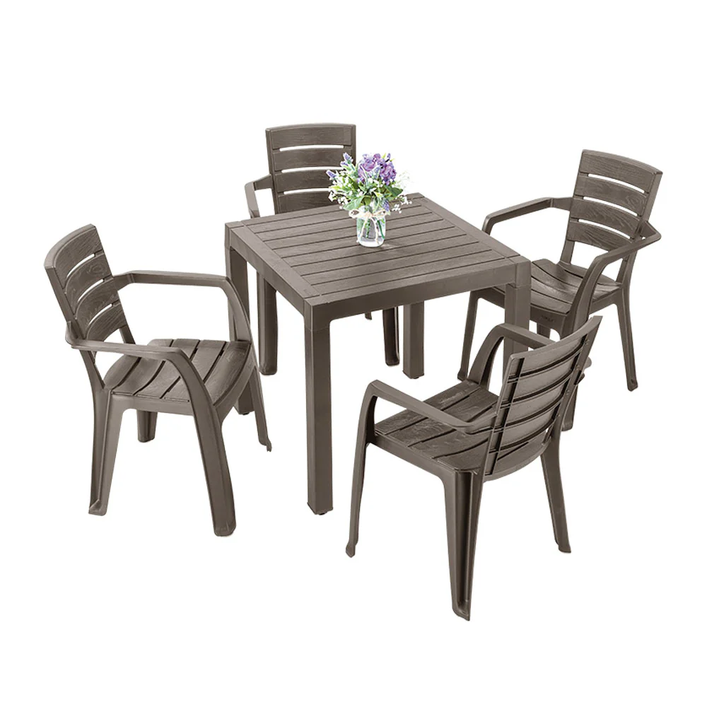Combo comedor baru 1 mesa + 4 sillas con brazos mocca marca Rimax - Image 2