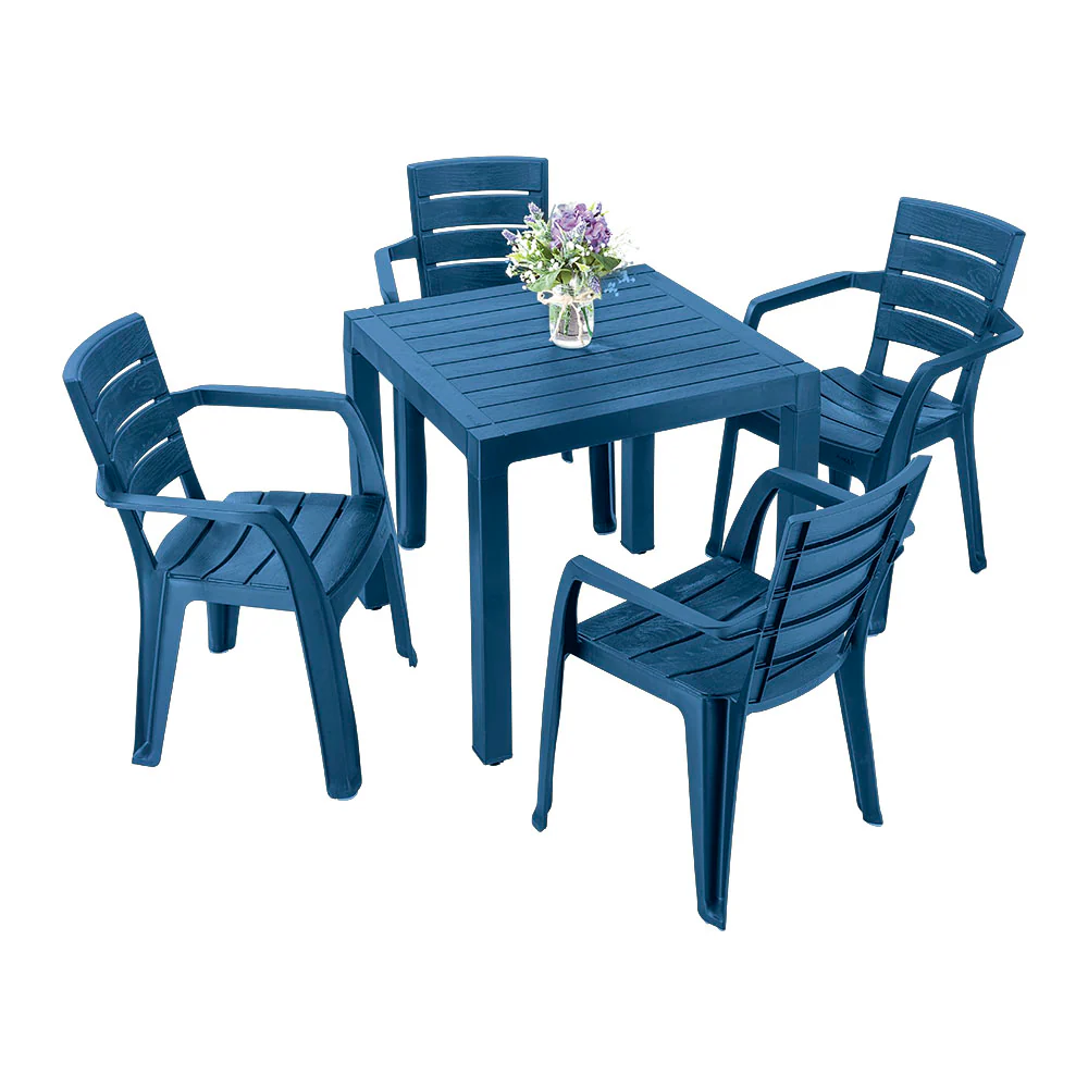 Combo comedor barú trendy 1 mesa + 4 sillas con brazos azul petroleo marca Rimax - Image 3