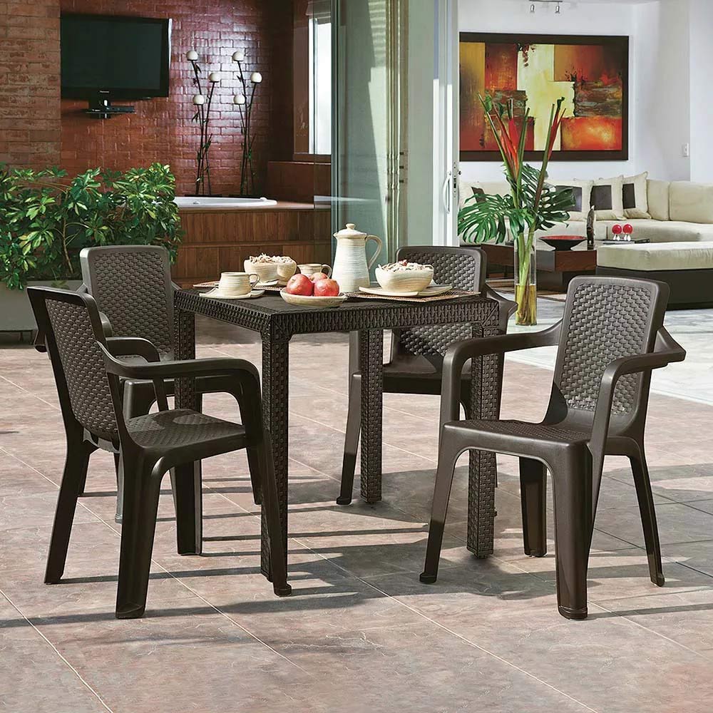Combo comedor eterna 1 mesa + 4 sillas con brazos wengue marca Rimax - Image 2