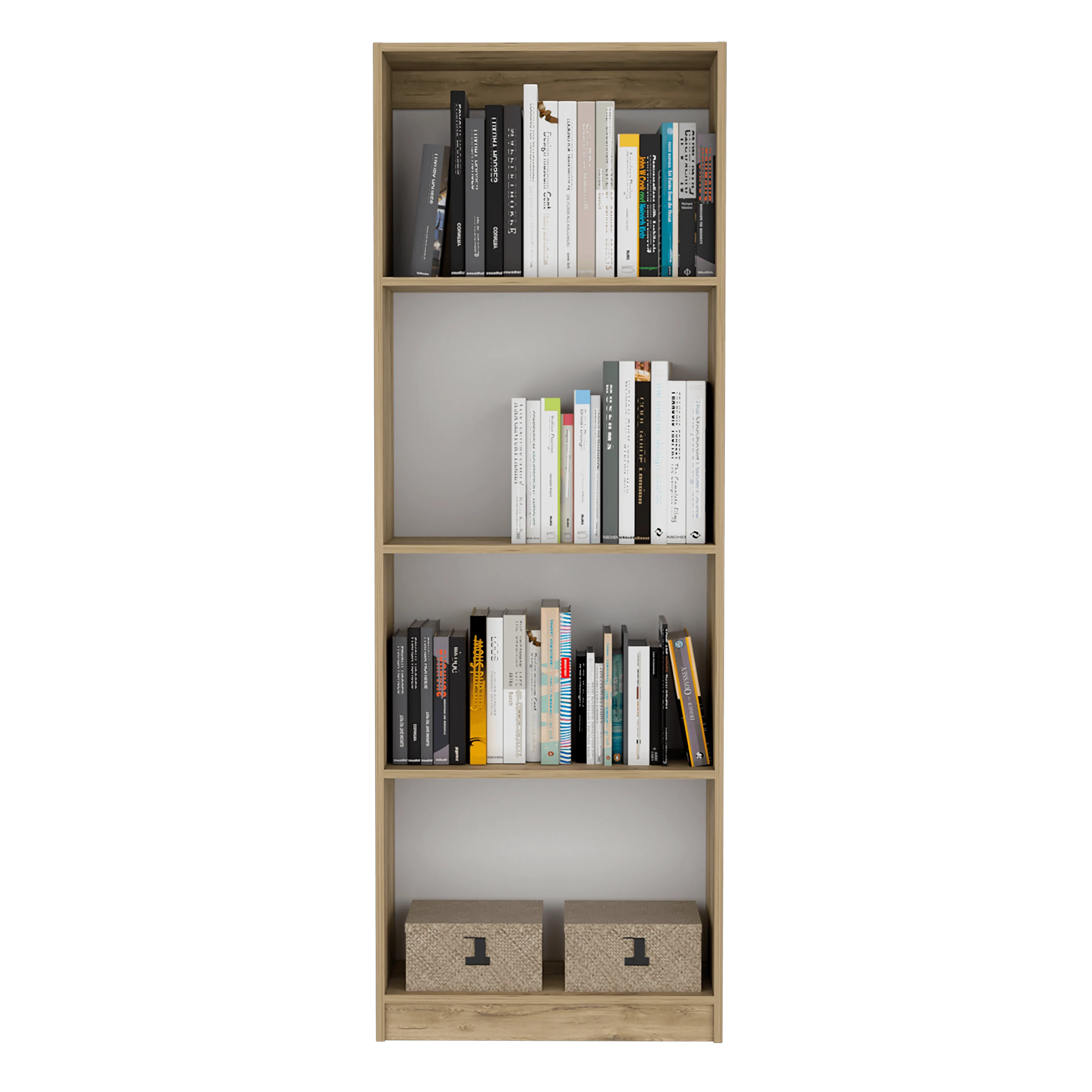 Combo de Bibliotecas Home, Macadamia y Blanco, Incluye Tres Bibliotecas de Cuatro y Cinco Entrepaños Sin Puertas. - Image 3