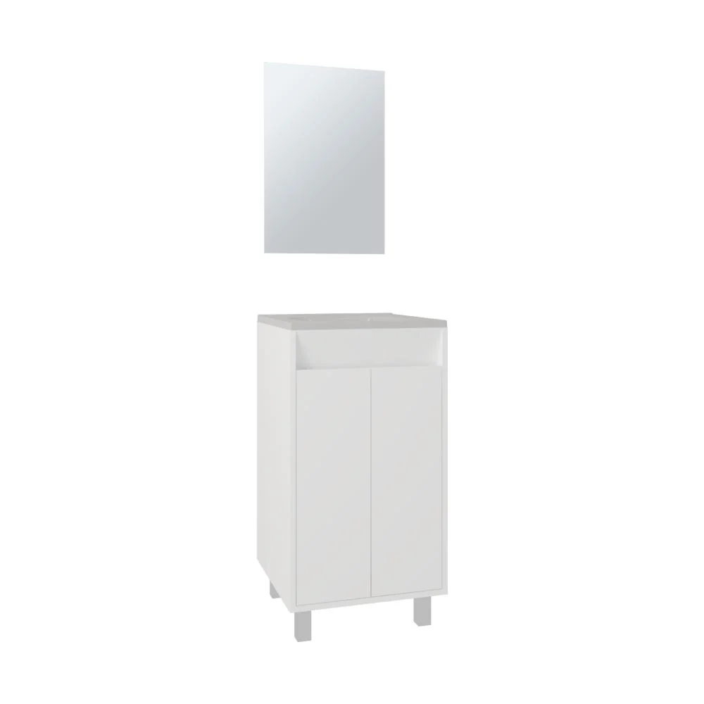 Combo Mueble Para Lavamanos Brandy, Blanco Duqueza, Incluye Lavamanos Praia 45 y Espejo ZF - Image 5