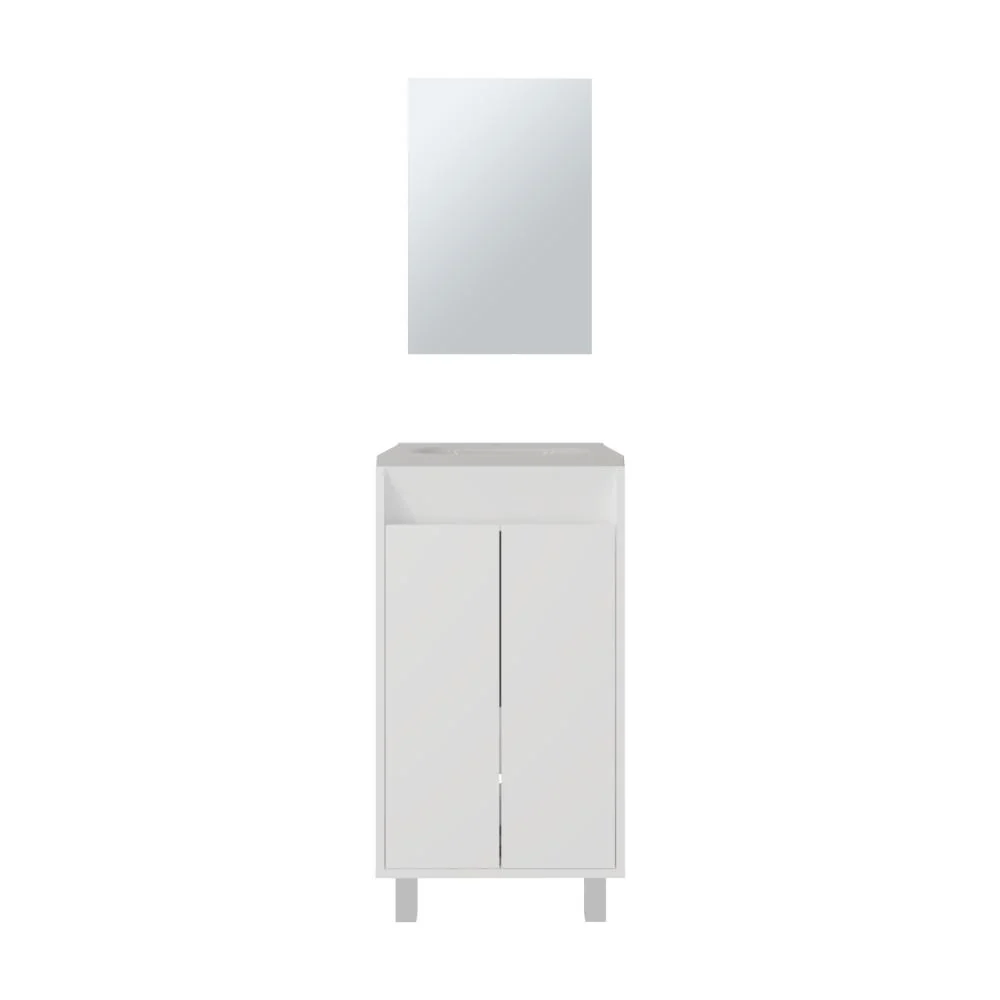 Combo Mueble Para Lavamanos Brandy, Blanco Duqueza, Incluye Lavamanos Praia 45 y Espejo ZF - Image 6