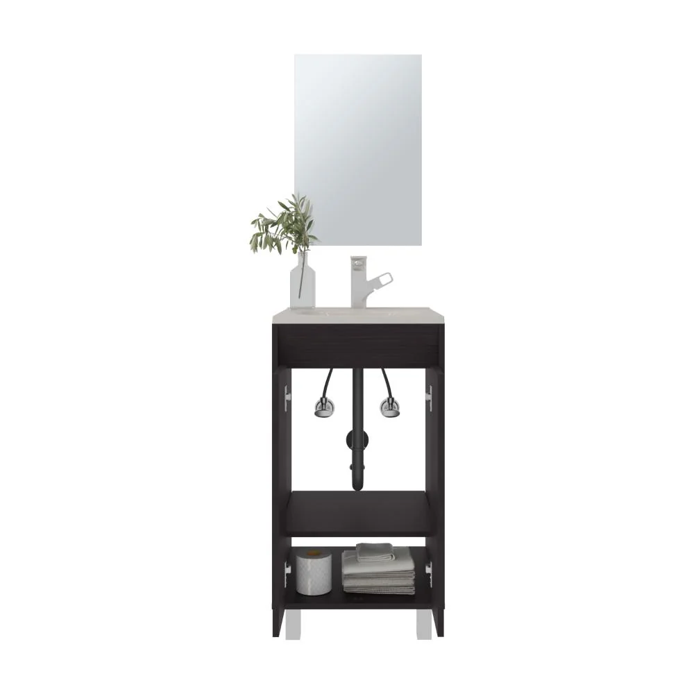 Combo Mueble Para Lavamanos Brandy, Wengue, Incluye Lavamanos Praia 45 y Espejo ZF
