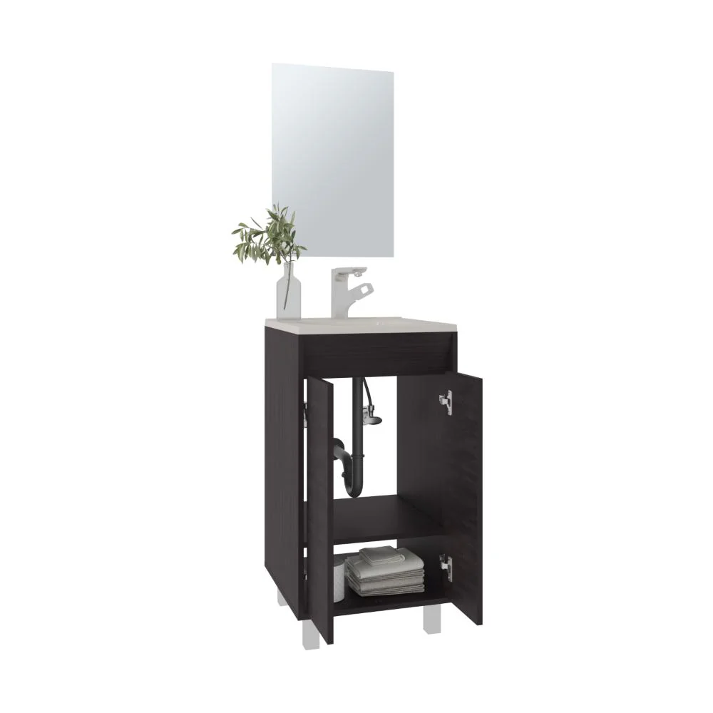 Combo Mueble Para Lavamanos Brandy, Wengue, Incluye Lavamanos Praia 45 y Espejo ZF - Image 3