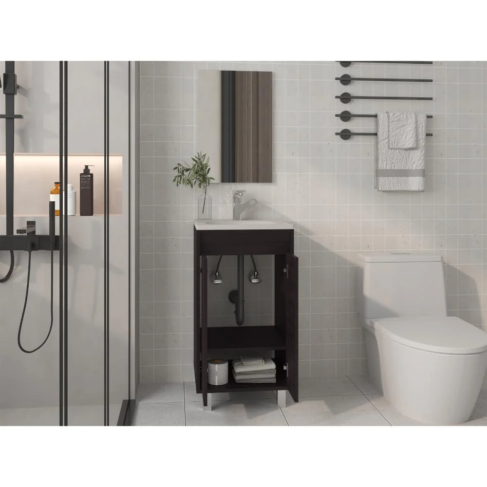 Combo Mueble Para Lavamanos Brandy, Wengue, Incluye Lavamanos Praia 45 y Espejo ZF - Image 7