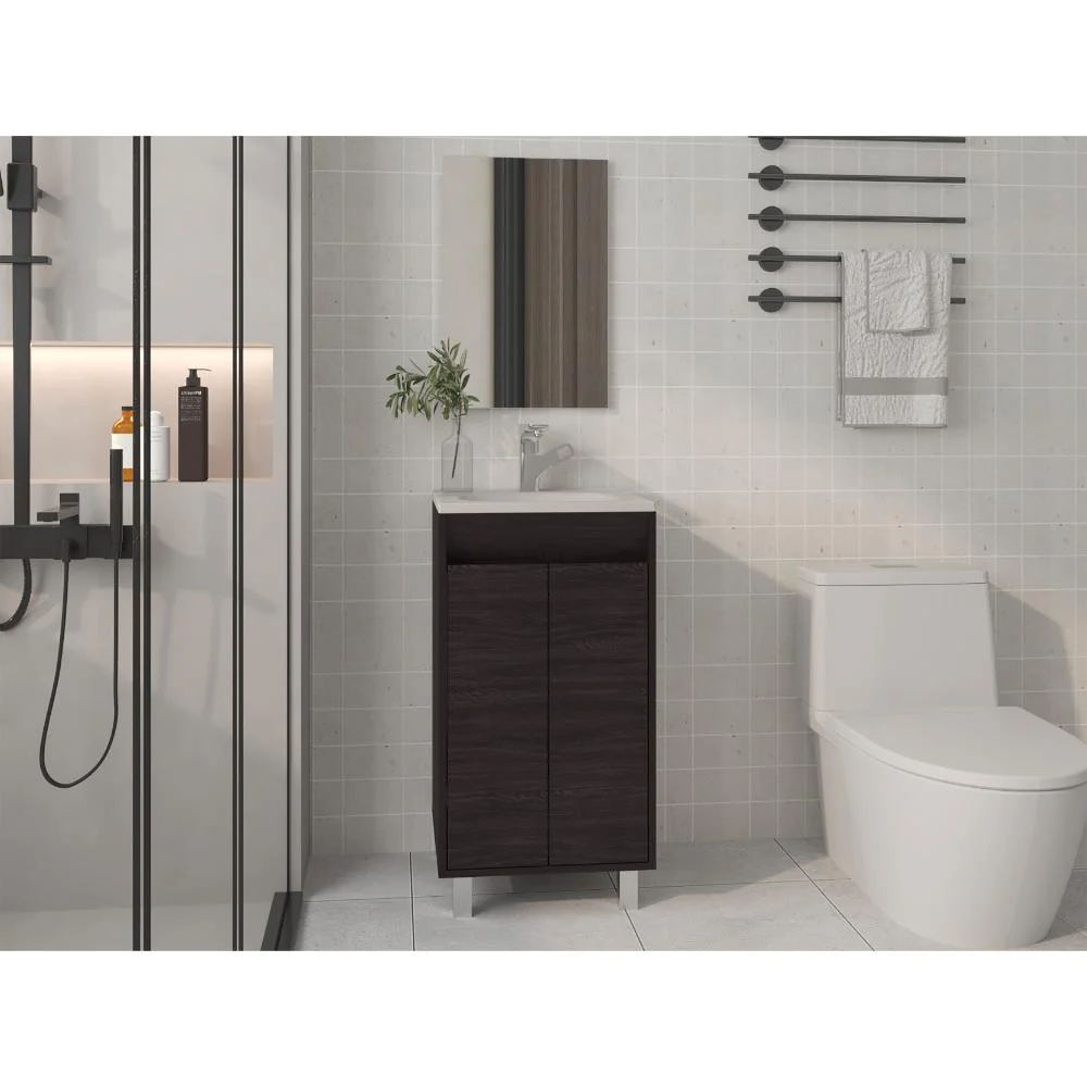 Combo Mueble Para Lavamanos Brandy, Wengue, Incluye Lavamanos Praia 45 y Espejo ZF - Image 8