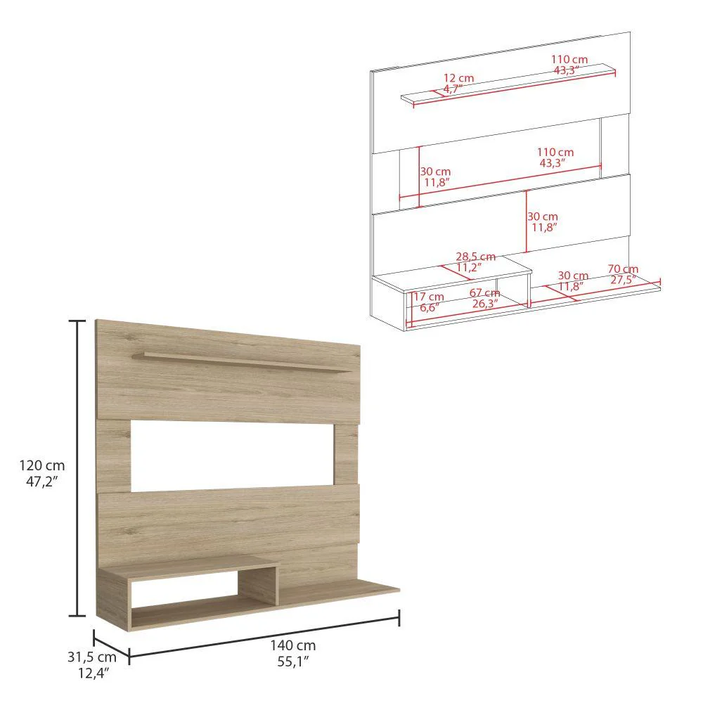 Combo para Sala, Ascher, Incluye Biblioteca, Mesa de Centro, Panel y Mesa para TV, Beige y Blanco - Image 11