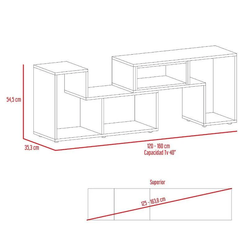 Combo para Sala, Ascher, Incluye Biblioteca, Mesa de Centro, Panel y Mesa para TV, Beige y Blanco - Image 12
