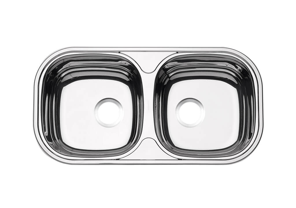 Lavaplatos doble en acero inoxidable 78x40x14.5 cm Tramontina