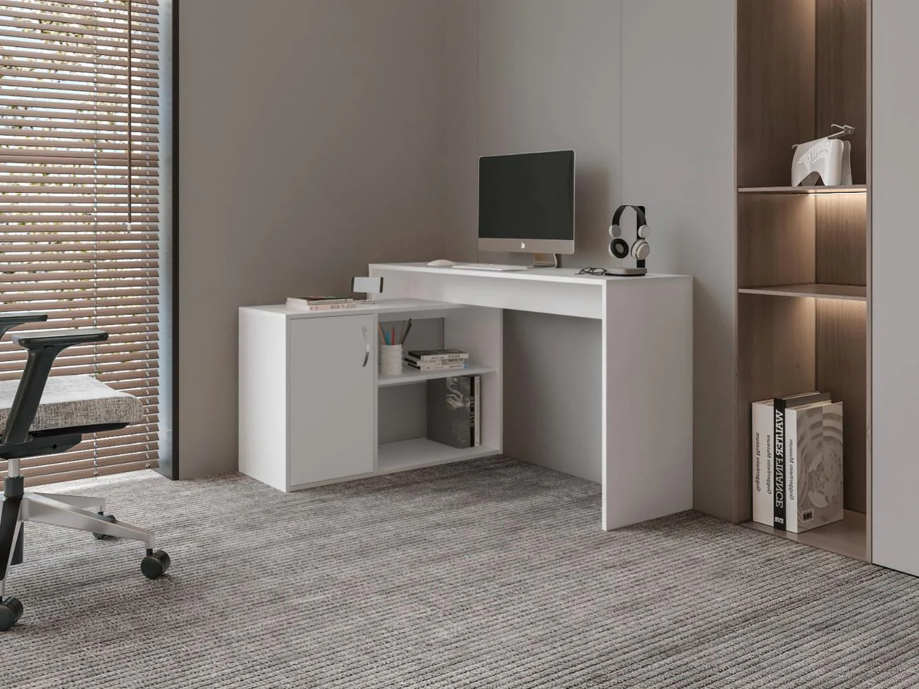 Escritorio Axis Eco, Blanco Duqueza, con amplio espacio de trabajo - Image 3