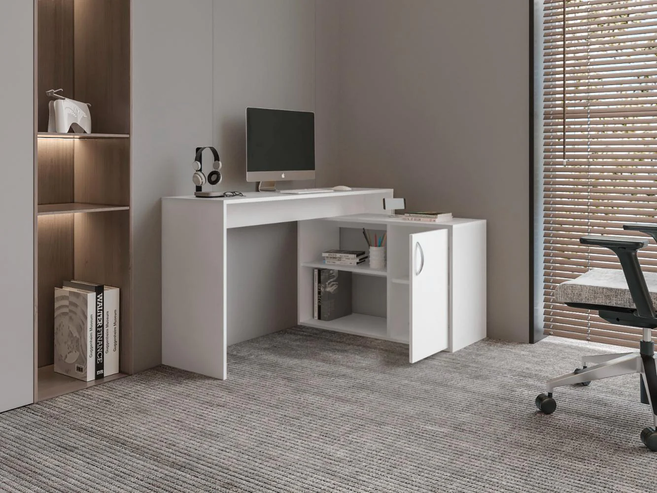 Escritorio Axis Eco, Blanco Duqueza, con amplio espacio de trabajo - Image 5