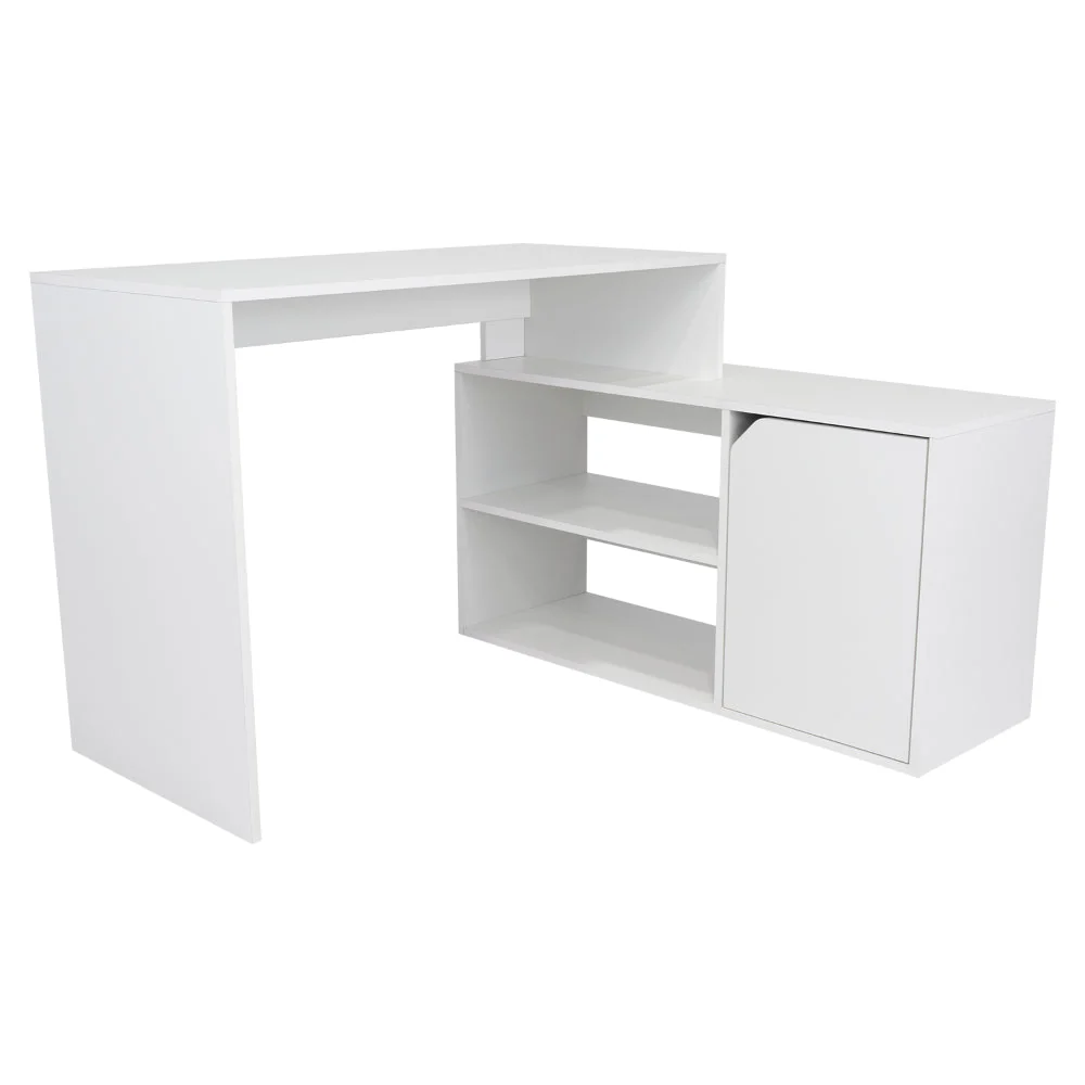 Escritorio En L Wuhan, Blanco, con Múltiples Entrepaños Para Ubicar Objetos y Una Puerta Abatible Cop - Image 7