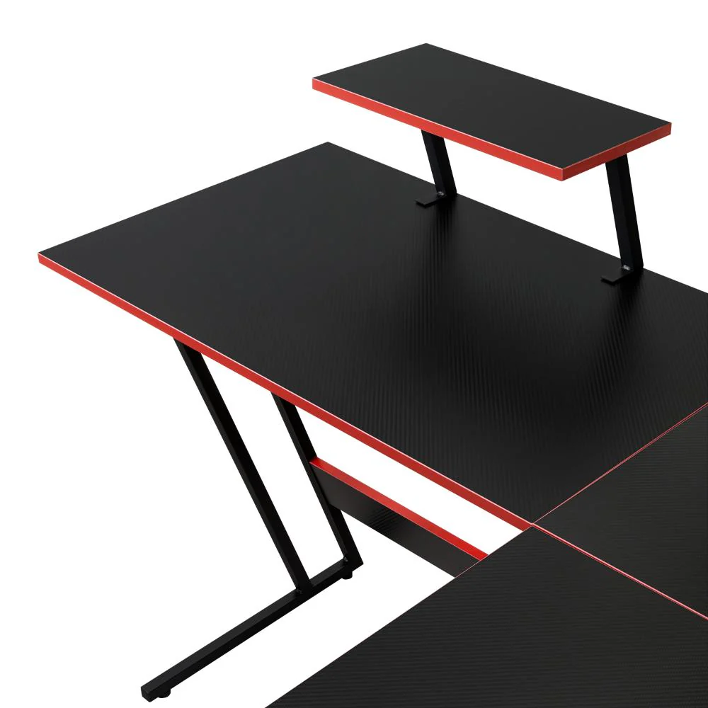 Escritorio Gamer en L, Negro y Rojo, cuenta con espacio para mas de una pantalla - Image 15